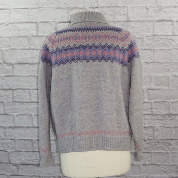 Vintage Handmade Fair Isle Zip up Wool Sweater Jacket - Picture 3 of 3